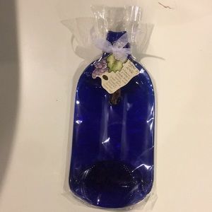 HAND BLOWN COBALT BLUE CHEESE PLATE